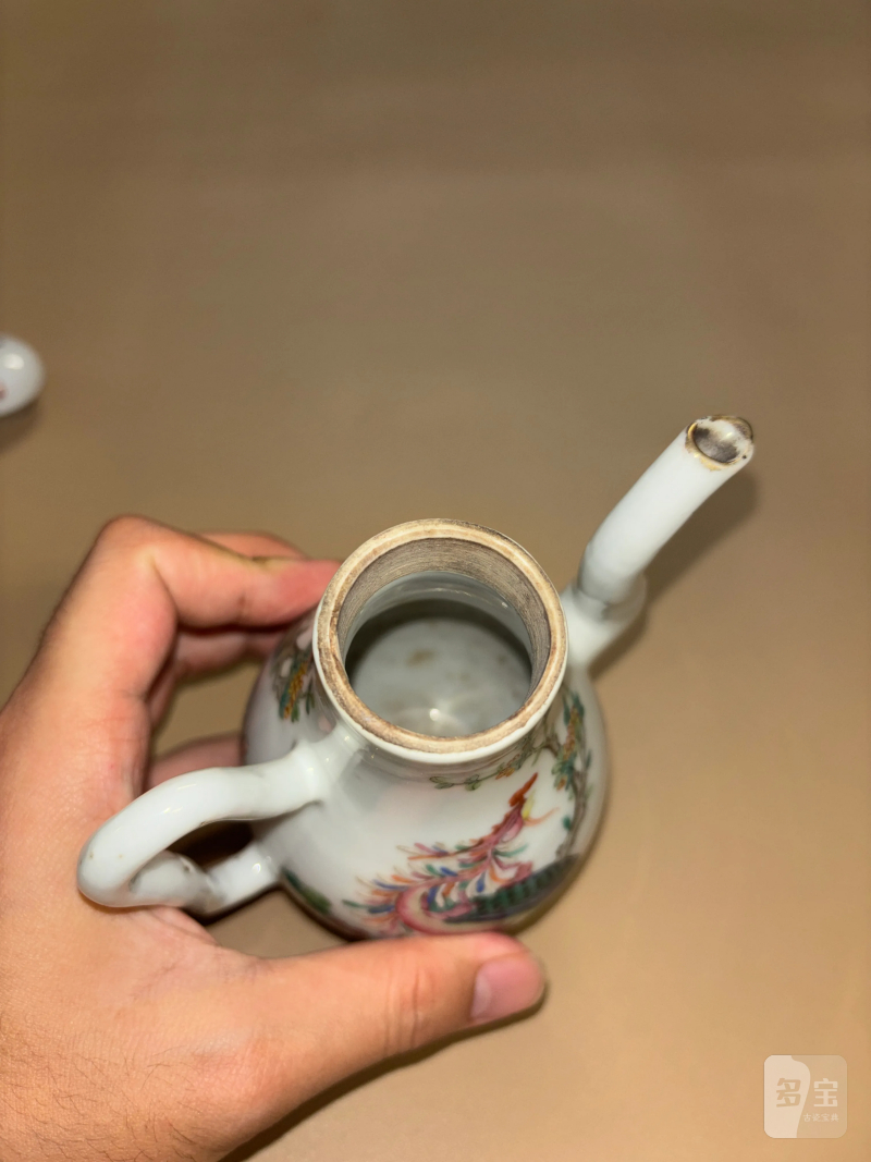 清同治 粉彩凤穿牡丹纹梨形壶 - 图6